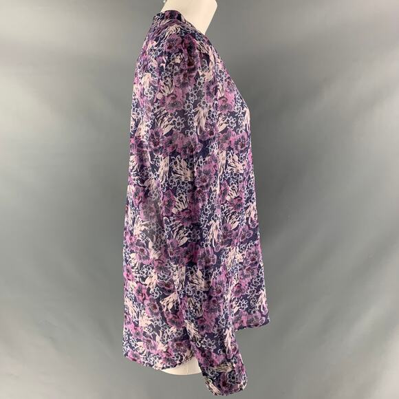 ISABEL MARANT Size S Purple Blue Cotton Floral Oversized Blouse - Picture 2 of 6